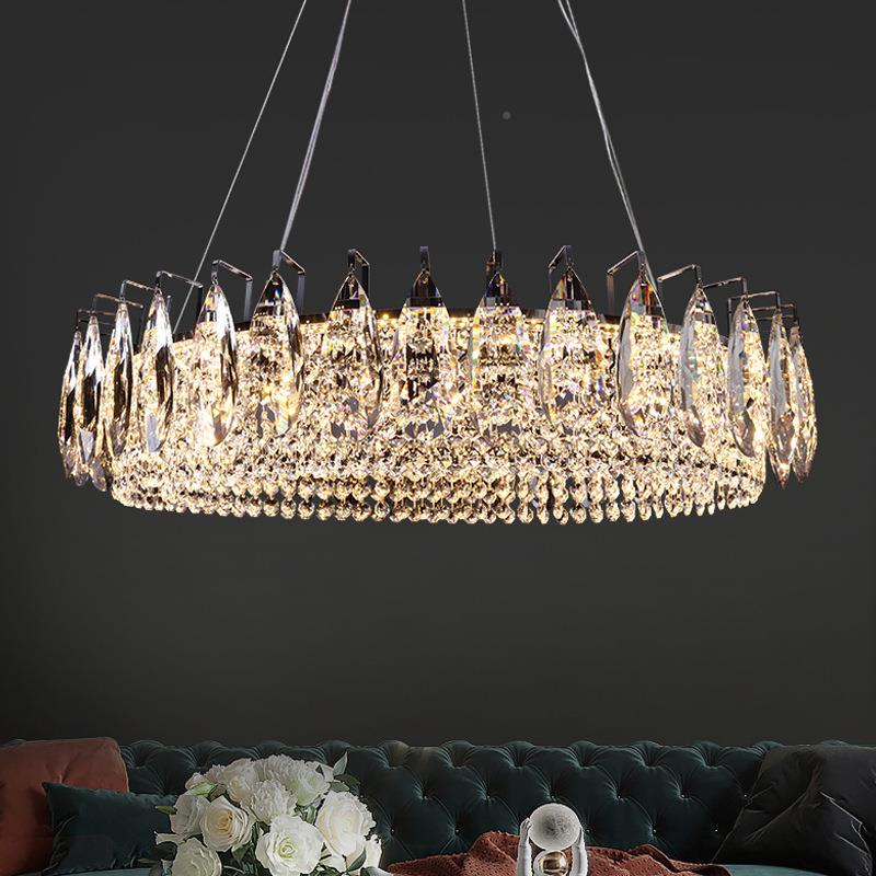 餐0晶24新款科迪诗客厅水2灯美式卧室感吊灯房间厅灯731语音控制