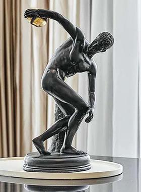 PZT掷铁饼者欧洲男人雕摆件美式书办公软塑运动房员装摆设家居装