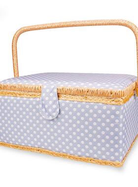 手提式欧工具收纳居家箱玫瑰色刺绣工具收纳整理盒布1WH66542艺针