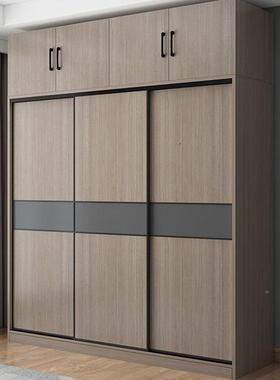 衣柜家用卧推室出租房用简易量装衣柜拉门QLC木质柜子大组容网红