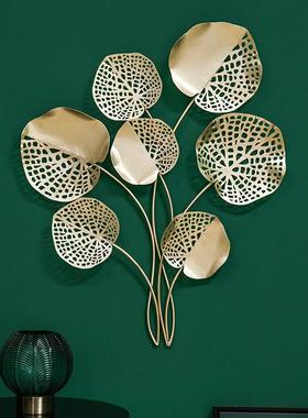 现代中式创意玄关铁艺家壁挂客过道墙金叶子壁面厅饰挂件墙壁居装