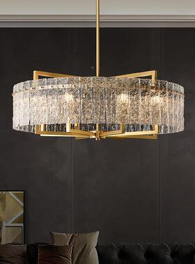 烁灯果后现代简形约全铜轻奢吊灯圆客美厅主式水纹玻璃餐CH2030厅