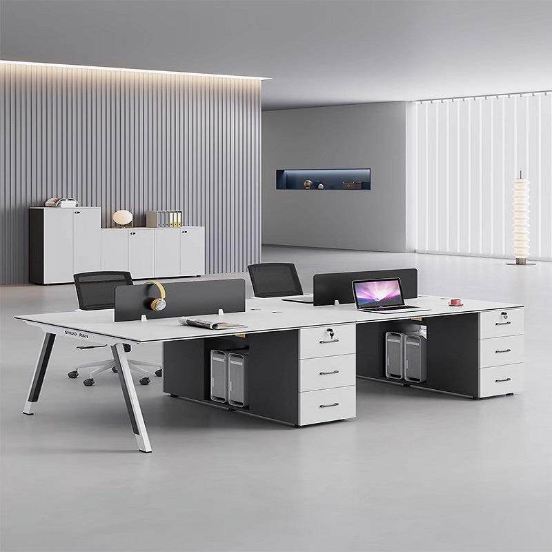 两人带柜职员办公桌员工桌简约现代办公员工位四六人卡座组合桌椅