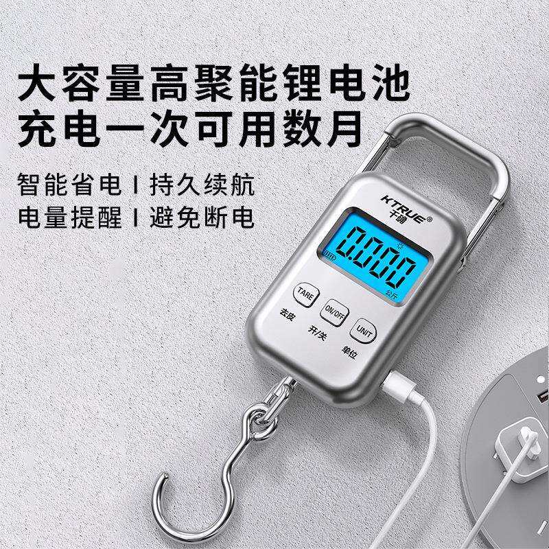 便携式手提电子秤50KG快递挂钩弹簧称鱼器高精度随身家用买菜行李