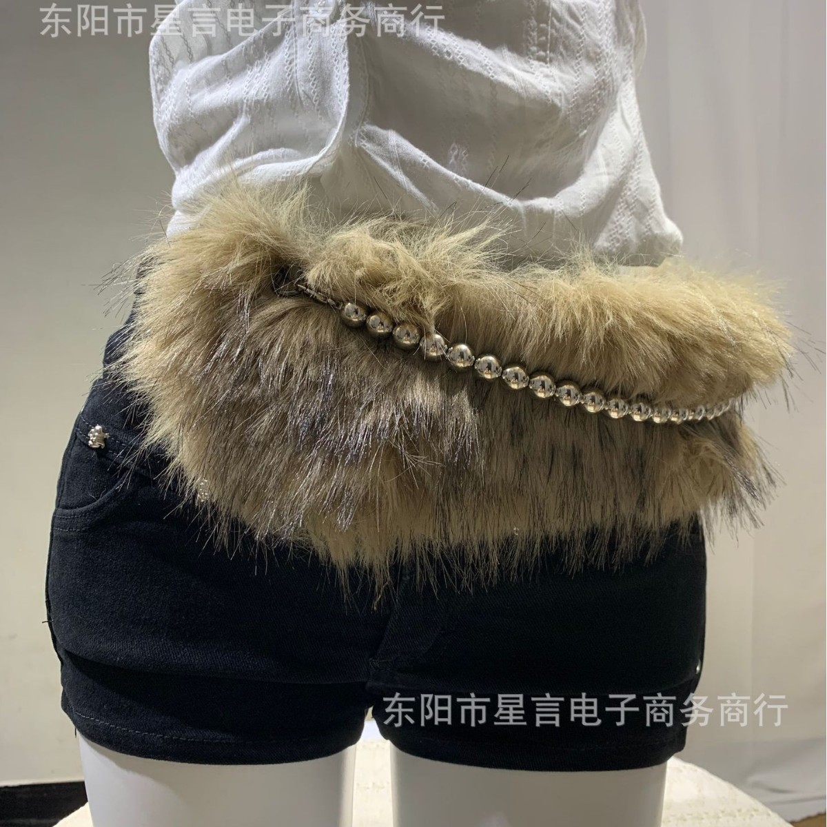 热卖水钻珠珠毛毛拼接腰带复古