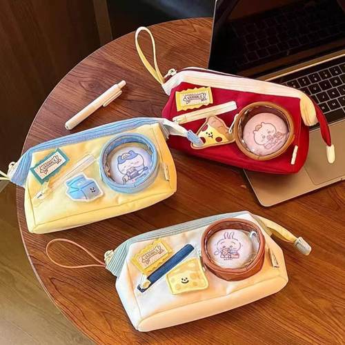 可爱食物痛包笔袋芝士披萨牛奶高