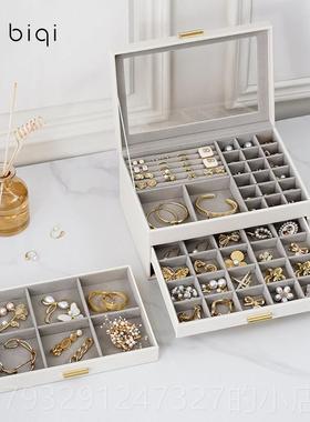 高档biq首i饰盒子精致高档项链防氧盒化容量礼物耳环饰品首饰收大