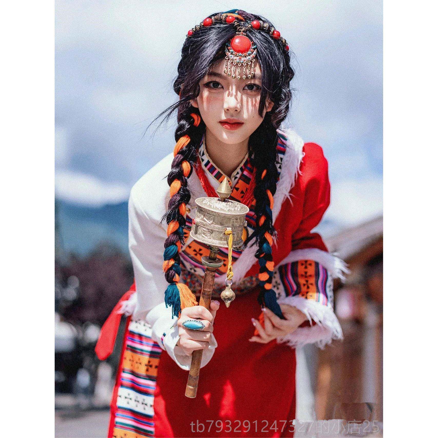 高档藏族服装女民族少袍西藏旅游数族风写真中国民风藏式藏舞蹈演