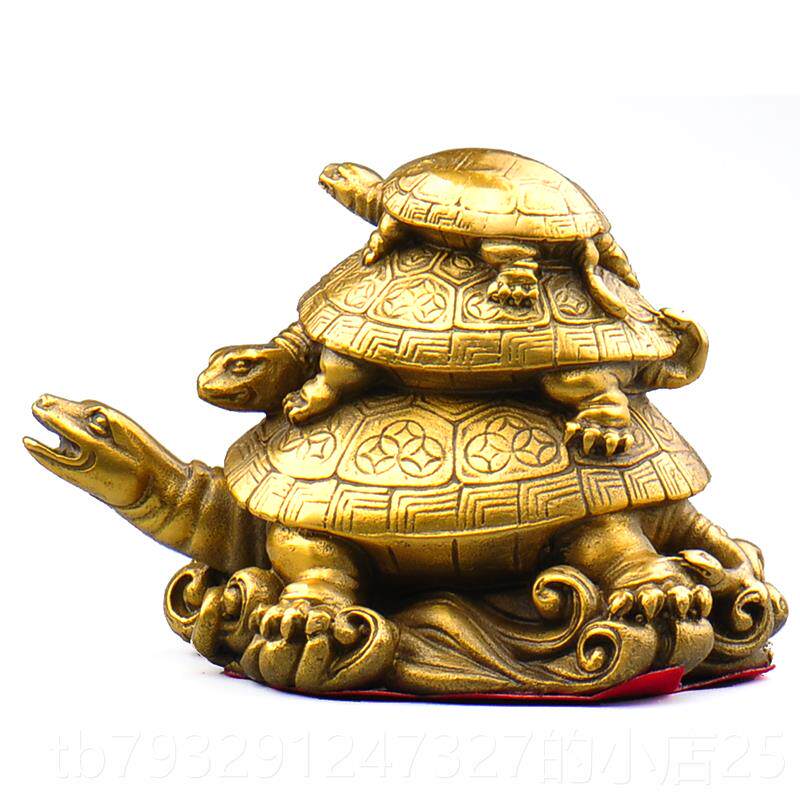 高档生铜缘黄三代龟铜龟乌龟家普居摆件客厅公室装饰品老人办礼物