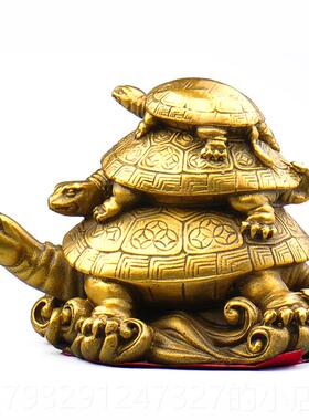 高档生铜缘黄三代龟铜龟乌龟家普居摆件客厅公室装饰品老人办礼物