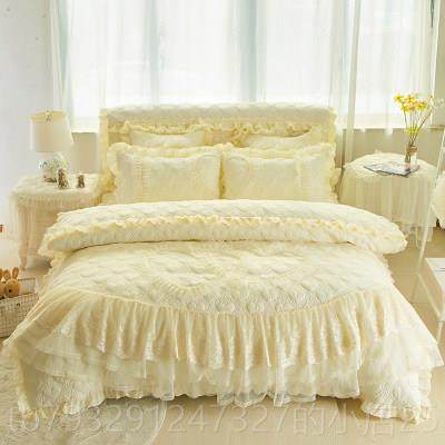 高档婚庆大红色公主风床单四棉件套加厚夹床蕾花边床罩丝被套4件,床上用品,婚庆床品套件,淘宝优惠券,粉丝福利购,淘宝优惠卷