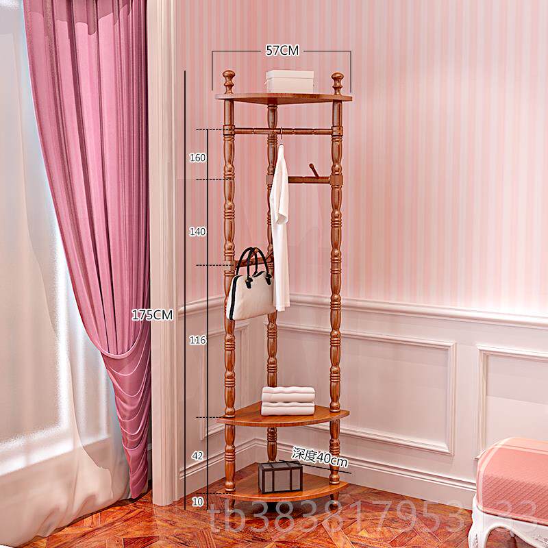 高档实木挂帽架落墙角置物架欧式家用卧室衣转角地衣架简约现代衣