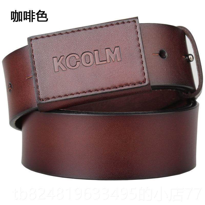 新款防无抗金属过皮腰带皮扣真皮敏男士带 大码胖子休闲加长牛皮