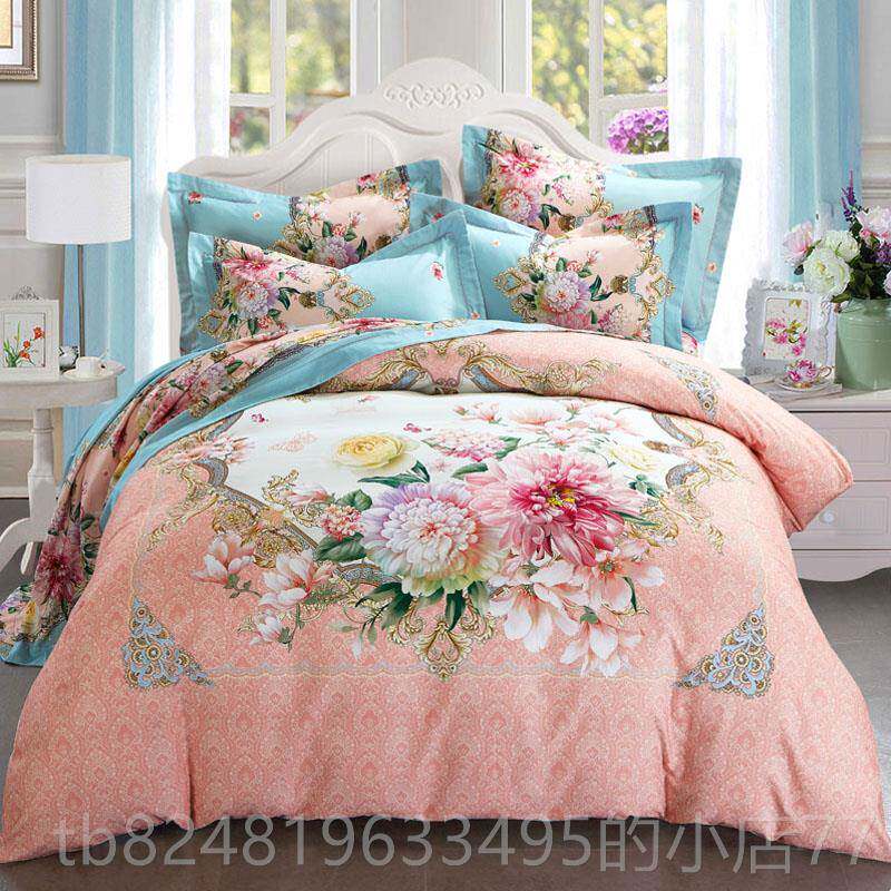 高档3D体印花生态磨毛四件套纯床上品立4件套棉床单被套全用棉加