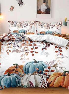 TEMU床上三件套秋季感恩节系列2卧室家居装饰床上三件套可发JIT