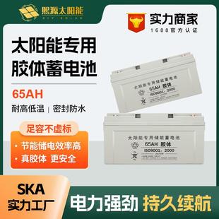 太阳能专用铅酸免维护胶体蓄电池12V65AH大容量家用路灯监控电瓶