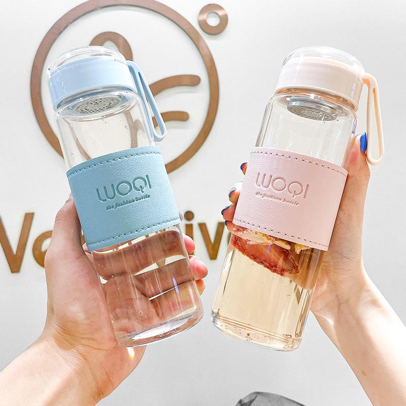 简约玻璃杯ins清新森系高颜值学生水杯情侣泡茶便携防烫隔热杯子