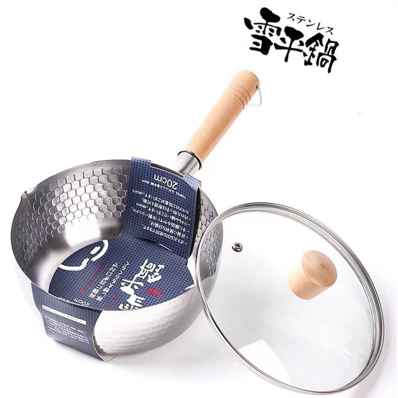 加厚不锈钢雪平锅家用无涂层奶锅汤锅不粘辅食锅电磁炉煮面泡面锅