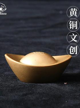 黄铜金元宝摆件家居装饰工艺品实心元宝招财进宝桌面小摆件装饰品