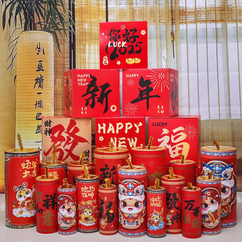 2025元宵装饰蛇年仿真鞭炮坐炮摆件春节新年装饰酒店商场橱窗布置