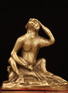 纯铜猴子摆件长生猴人生猴坐享人生肖猴家居客厅办公室装饰品摆设