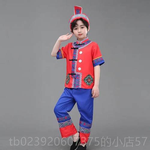 正品广演族西三月三壮服头饰民少儿服装少数族男童女童苗族瑶舞蹈