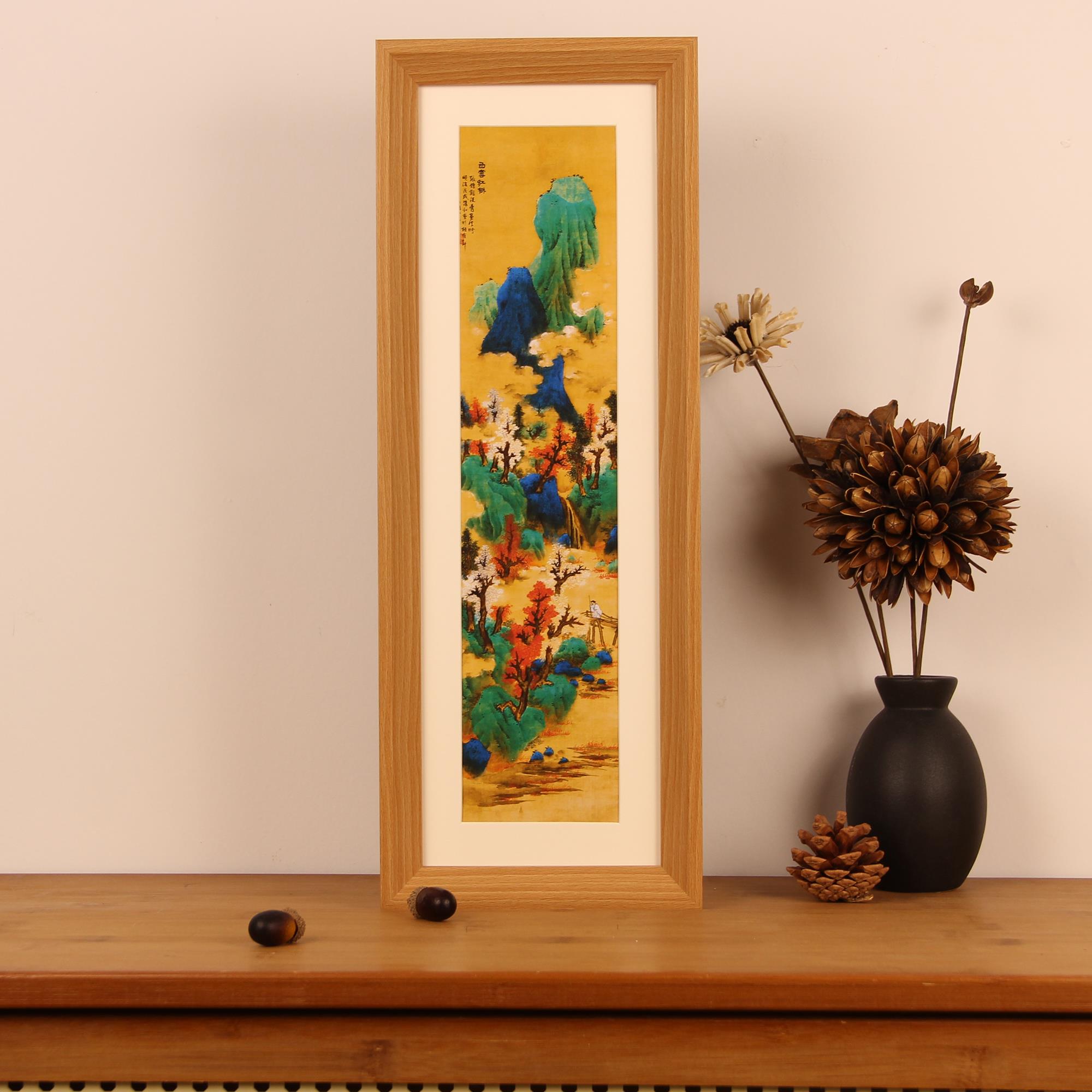 明榴实图字画摆台画办公室书房装饰国画新中式山水迷你禅意礼物