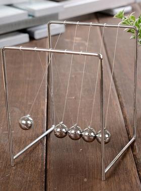 方形不锈钢铁牛顿摆球撞球碰碰球金属非永动仪平衡惯性球办公摆件