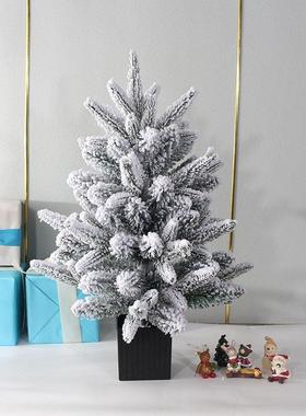 PE绿色圣诞树45/60/90cm雪树松针雪树圣诞装饰喷雪圣诞树商场圣诞