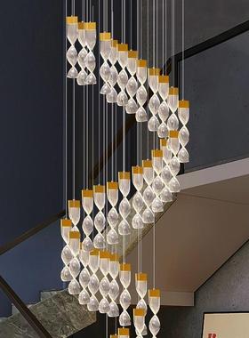 复式楼loft中空客厅灯别墅楼梯吊灯2021年新款挑空大厅亚克力吊灯