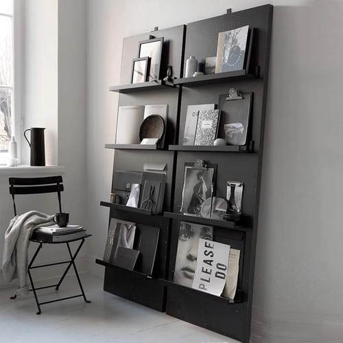 中古杂志架大小户型客厅书架书柜展示架黑色落地置物架简约书报架