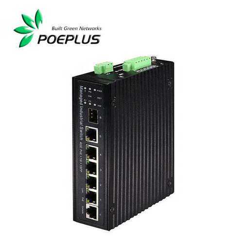 L2+ managed 4+2 industrial poe switch with ambient interface