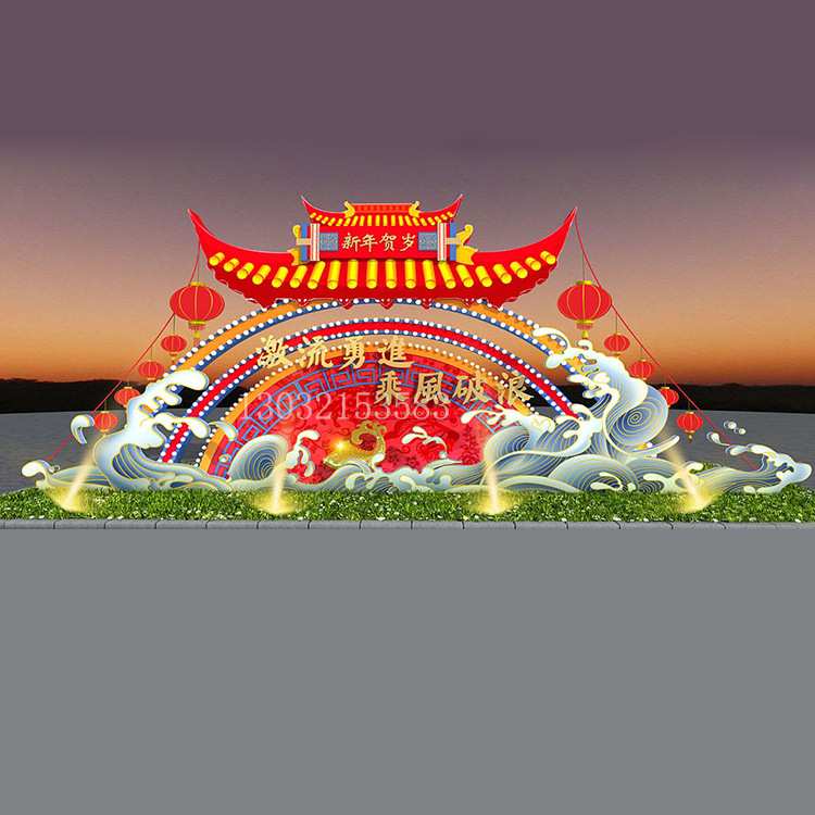 2021新年美陈商场景区铁艺堆头新款造型网红DP点年货节售楼处活动