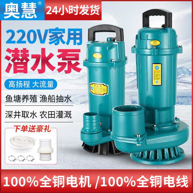 潜水泵220v高扬程大流量1寸2寸3寸4寸家农用灌溉抽水泵380v抽水机