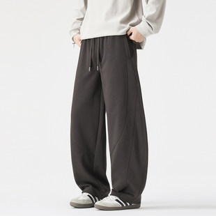 SILENTS高品质垂感加绒弯刀运动厚棉裤男士秋冬宽松休闲直筒阔腿