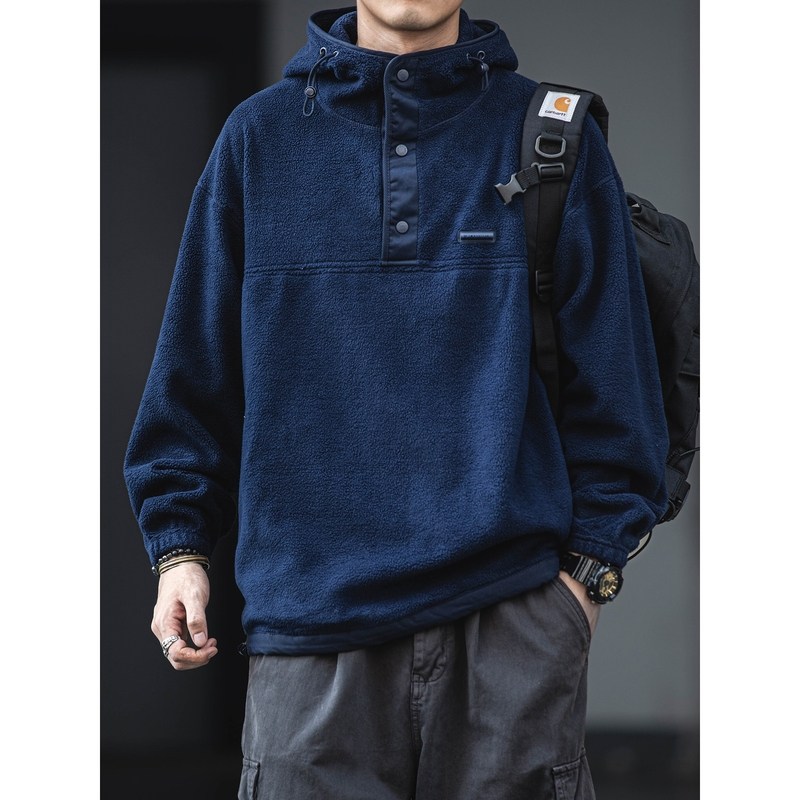 秋冬摇粒绒高领连帽卫衣男美式复古工装套头休闲保暖潮牌帽衫上衣,男装,卫衣,淘宝优惠券,粉丝福利购,淘宝优惠卷