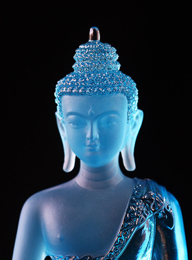 琉璃药师佛天蓝色佛像摆件居家客厅佛堂寺庙桌面摆放光如来佛具