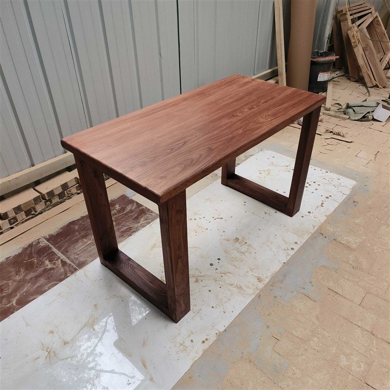 原木老榆木客厅餐桌实木饭桌商用长方形书桌写字桌茶桌民宿大板桌