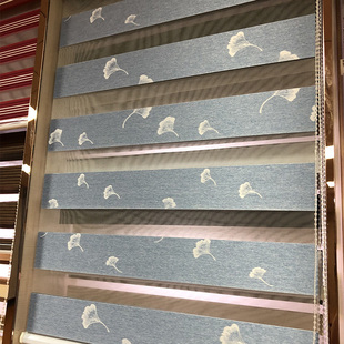 银杏叶遮光窗帘百叶卷帘客厅卧室定制成品办公室免打孔提花柔纱帘