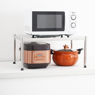 不锈钢一层单层置物架厨房卫生间加厚2030高台面板可调节窄小支架