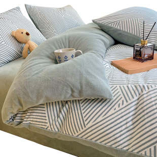 冬季 A全棉纯棉B牛奶珊瑚绒被套单件冬天单人加绒被罩法兰绒面被单