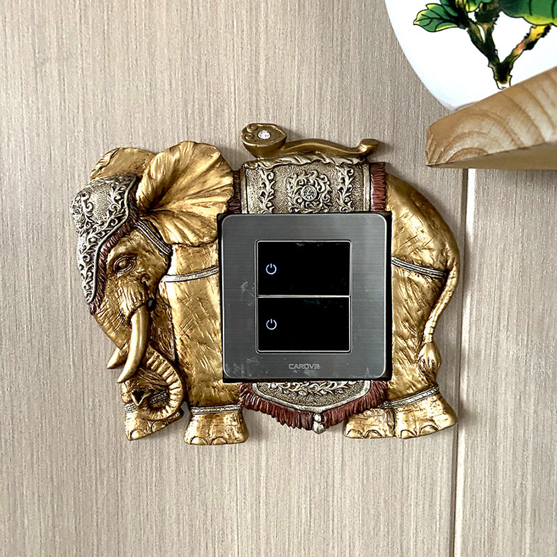 大象开关边框套保护套插座轻奢风家用美式装饰框墙壁贴防脏开关套,家居饰品,开关贴,淘宝优惠券,粉丝福利购,淘宝优惠卷