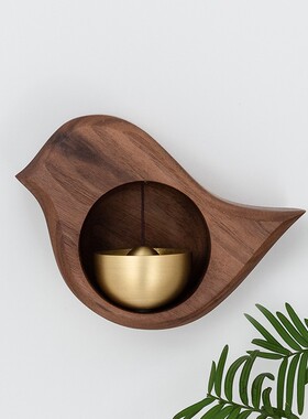 乔迁礼物新居暖房搬家创意礼品吸门式风铃黑胡桃实木日式入户门铃