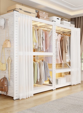 钢制货架衣架家用开放式衣柜衣帽间卧室落地多层大容量层高可调