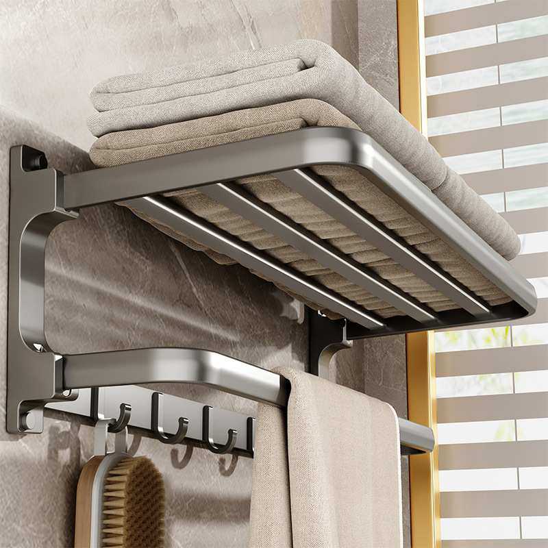 枪灰色浴室免打孔毛巾架 卫生间太空铝壁挂式浴巾置物架收纳套装,3C数码配件,摄像机配件,淘宝优惠券,粉丝福利购,淘宝优惠卷