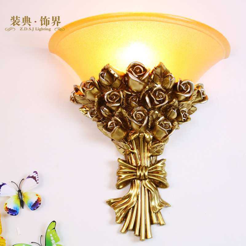 欧式客厅壁灯卧室床头灯阳台过道楼梯庭院美式复古玫瑰花造型灯具