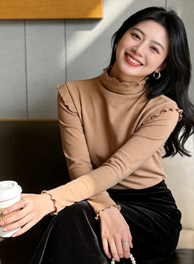 k-Free^Lancer德绒打底衫女2025新款今年流行爆款花边半高领内搭