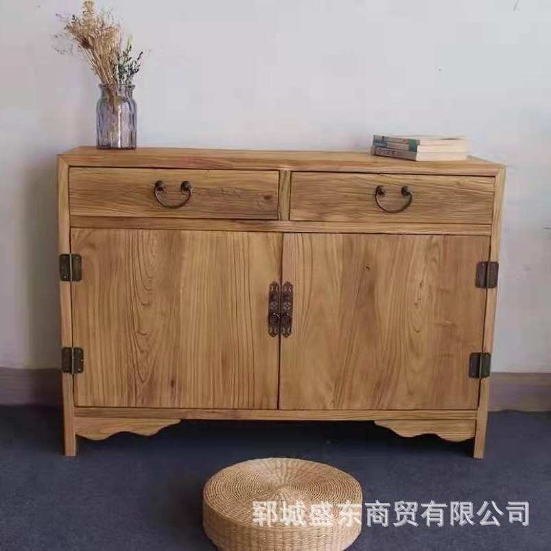 老榆木柜子新中式家具家用鞋柜书柜收纳柜卧室衣柜玄关柜展示架