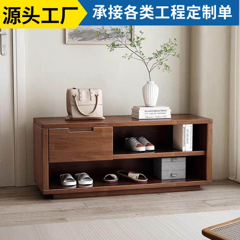 中式实木换鞋凳家用门口玄关极简鞋柜坐凳一体长条抽屉储物柜