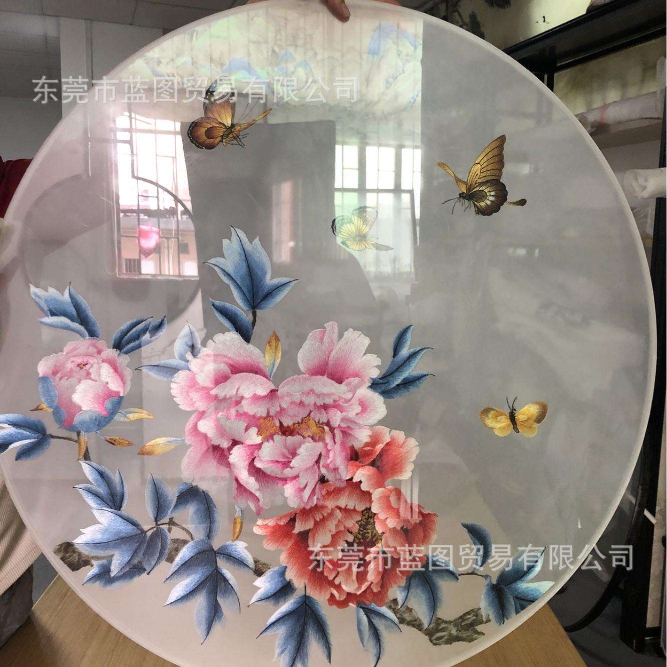 现货苏绣双面绣前程似锦牡丹蝴蝶客厅书房玄关屏风画酒店商用挂画